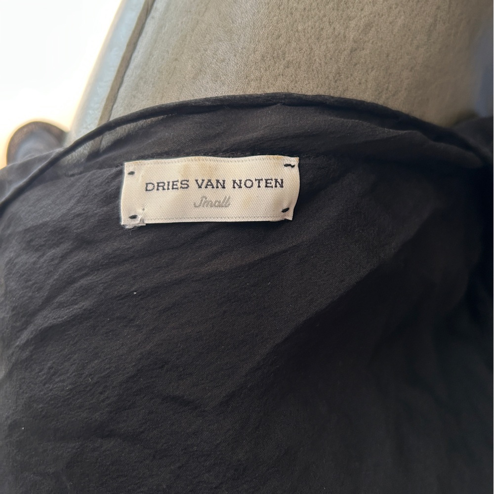 Dries Van Noten: Black Sheer Sleeved Cashmere Long Cardigan - Picture 2 of 2